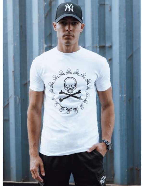 Férfi nyomtatott póló LEMA fehér