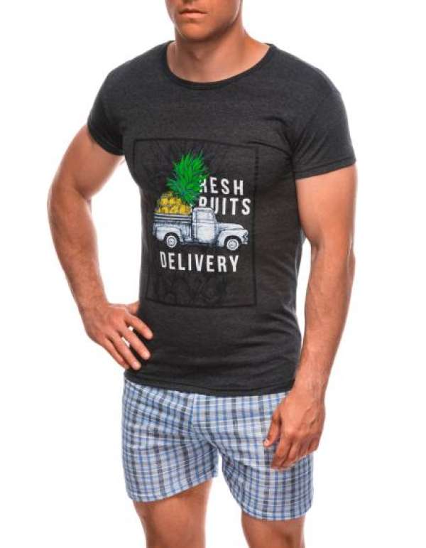 Férfi pizsama U489 sötétszürke