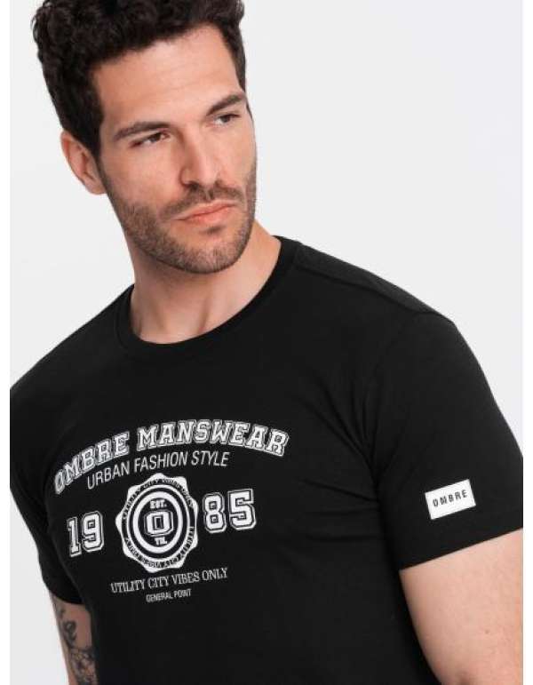 Férfi nyomtatott póló fekete