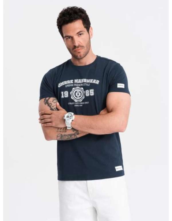 Férfi nyomtatott póló sötétkék