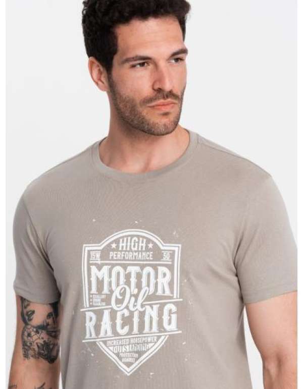 Férfi motorkerékpár nyomtatott póló Ash
