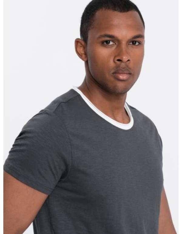 Férfi nyers felületű póló sötétszürke