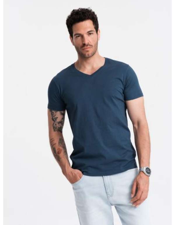 Férfi klasszikus pamut póló BASIC sötétkék
