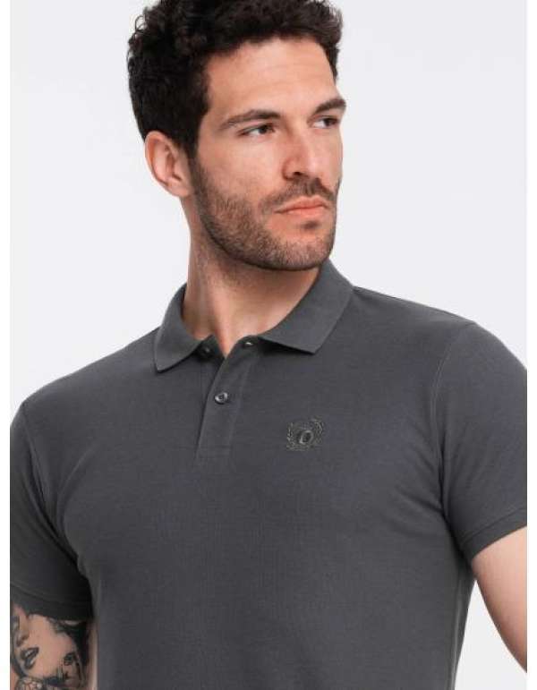 Férfi egyszínű kötött pólóing BASIC grafit