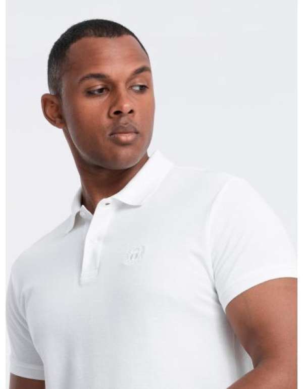 Férfi egyszínű kötött pólóing BASIC fehér