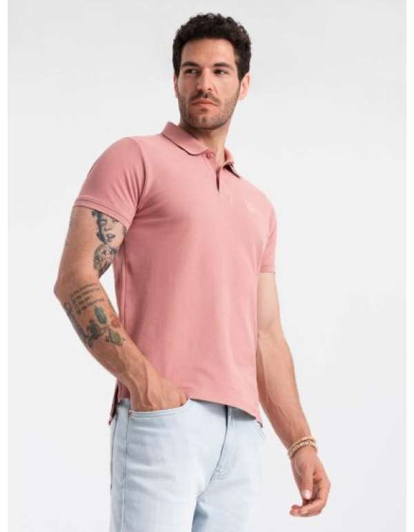 Férfi egyszínű kötött pólóing BASIC sötét rózsaszínű