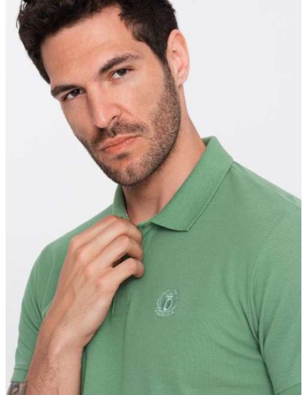 Férfi egyszínű, kötött pólóing BASIC zöld