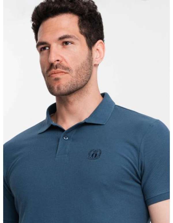 Férfi egyszínű kötött pólóing BASIC sötétkék