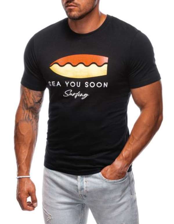 Férfi póló nyomtatott S2003 fekete