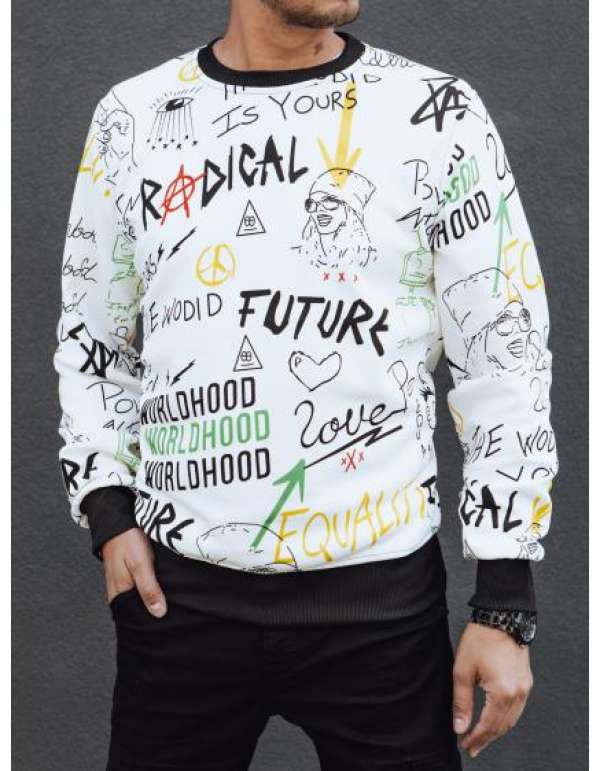 Férfi kapucnis pulóver NICER fehér