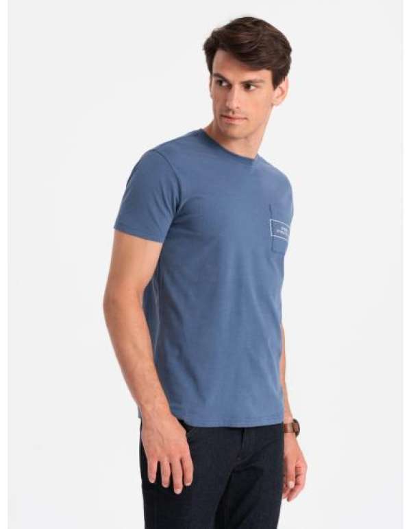 Férfi pamut Ombre Streetstyle póló indigó színű zsebnyomással V9 OM-TSCT-0108 OM-TSCT-0108