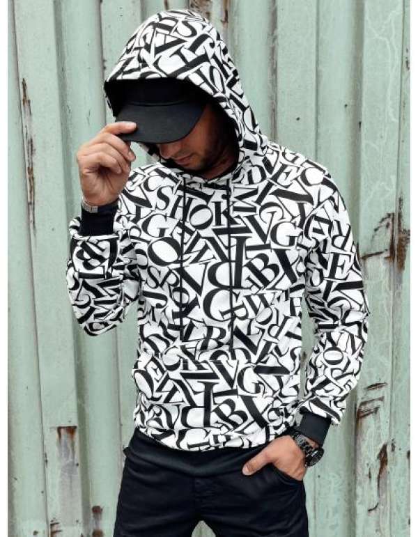 Férfi kapucnis pulóver PRINT I fehér