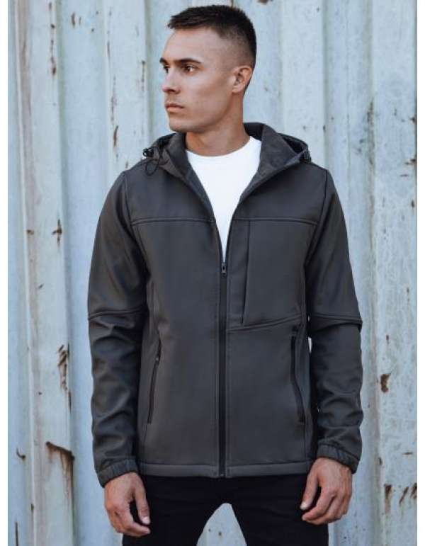 Férfi átmeneti kapucnis softshell dzseki sötétszürke