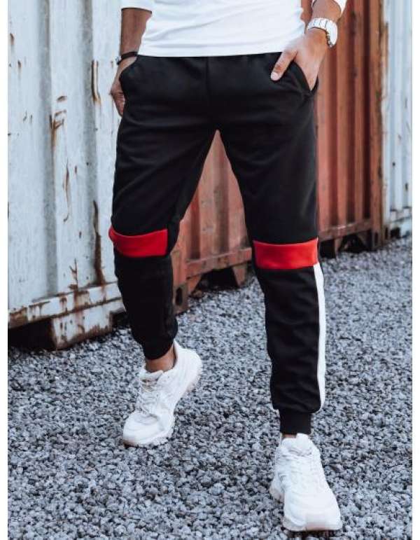 Férfi melegítőnadrág bordázott derékpánttal fekete