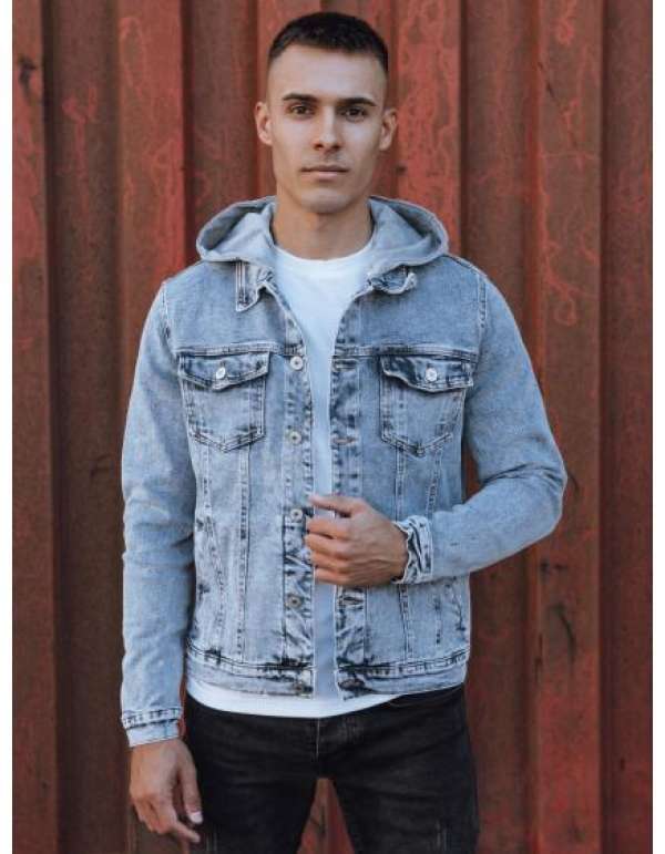 Férfi farmerdzseki kapucnival kék