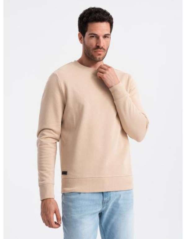 Férfi pamut pulóver BASIC bézs színben