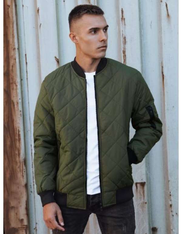 Férfi steppelt bomberdzseki zöld