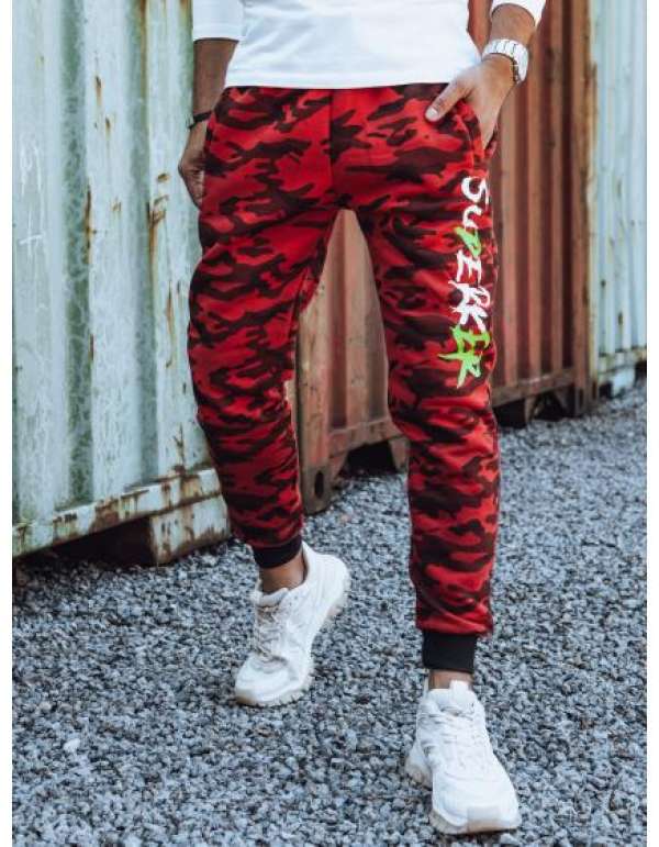 Férfi melegítőnadrág moro piros mintával