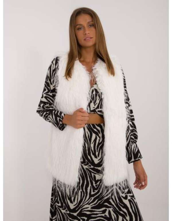 Női gombos mellény elegáns szőrme ekrü
