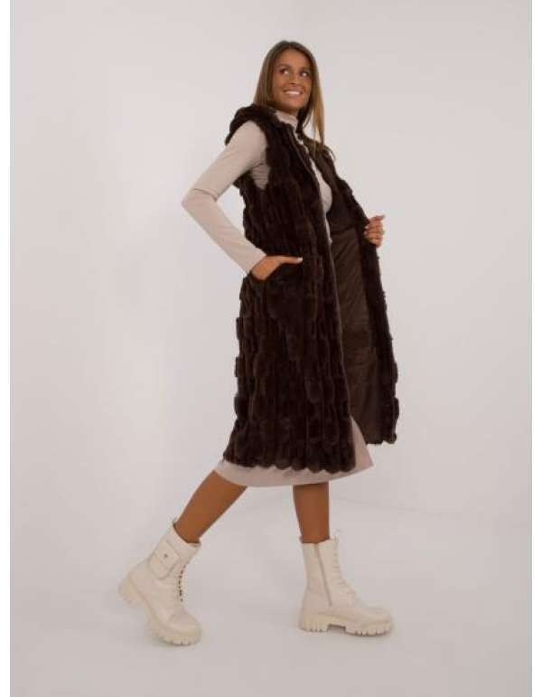 Női cipzáras mellény sötétbarna