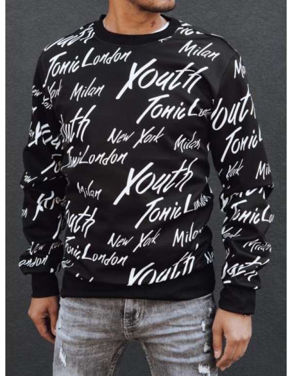 Férfi kapucnis pulóver fekete