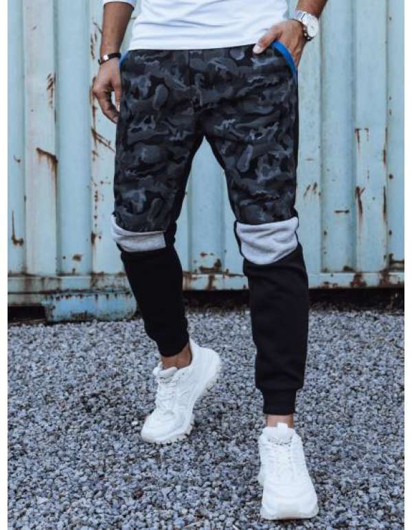 Férfi terepszínű tréningnadrág fekete