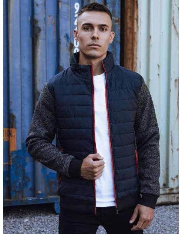 Férfi átmeneti kabát steppelt sötétkék