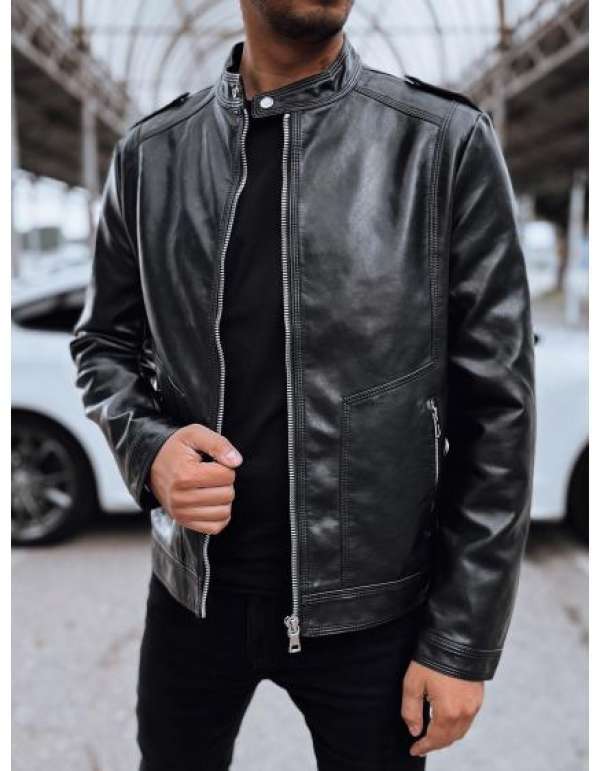 Férfi műbőr dzseki fekete