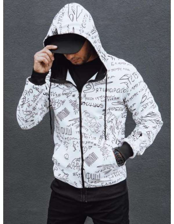 Férfi kapucnis pulóver húzózsinórral fehér