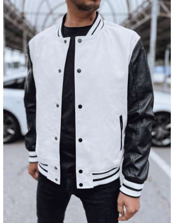 Férfi műbőr baseball dzseki ekrü színű