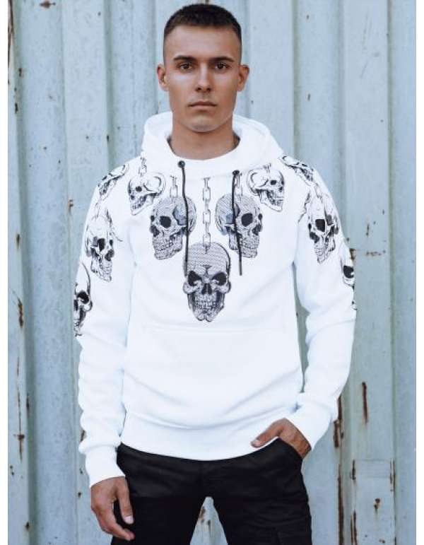 Férfi kapucnis pulóver fehér BX5840