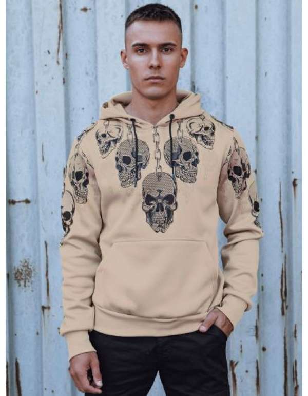 Férfi kapucnis pulóver bézs színben BX5842