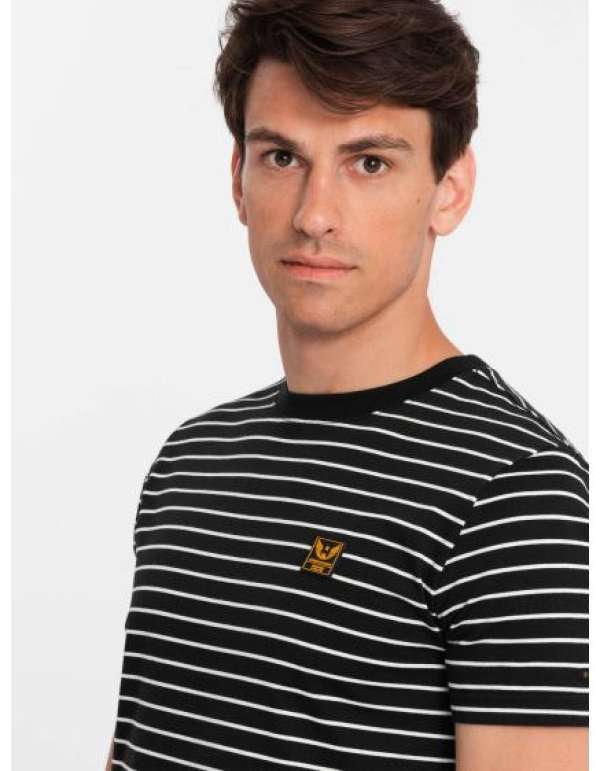 Férfi csíkos póló Ombre Design foltos feketével és fehérrel