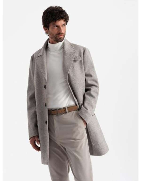 Férfi kabát zsebekkel Mintás egyberészes hamvas