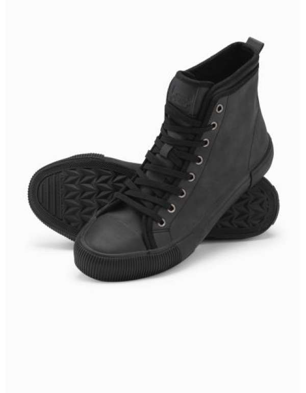 Férfi magas szárú tornacipő dekoratív felsőrésszel grafit színű