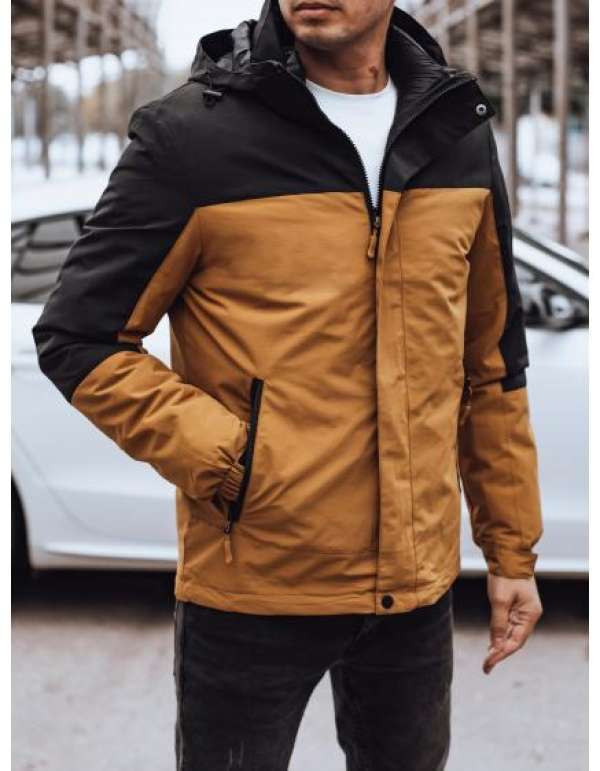 Férfi kapucnis átmeneti dzseki barna