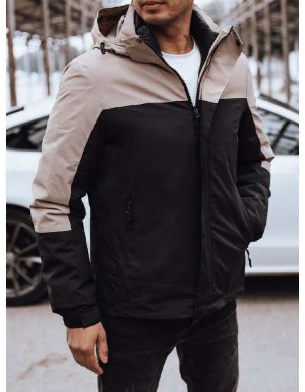 Férfi kapucnis átmeneti dzseki fekete