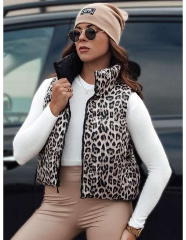 Női átmeneti rövid, steppelt, fordítható mellény LEOVELLA fekete