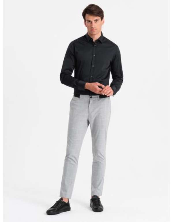 Férfi szatén SLIM FIT ing fekete