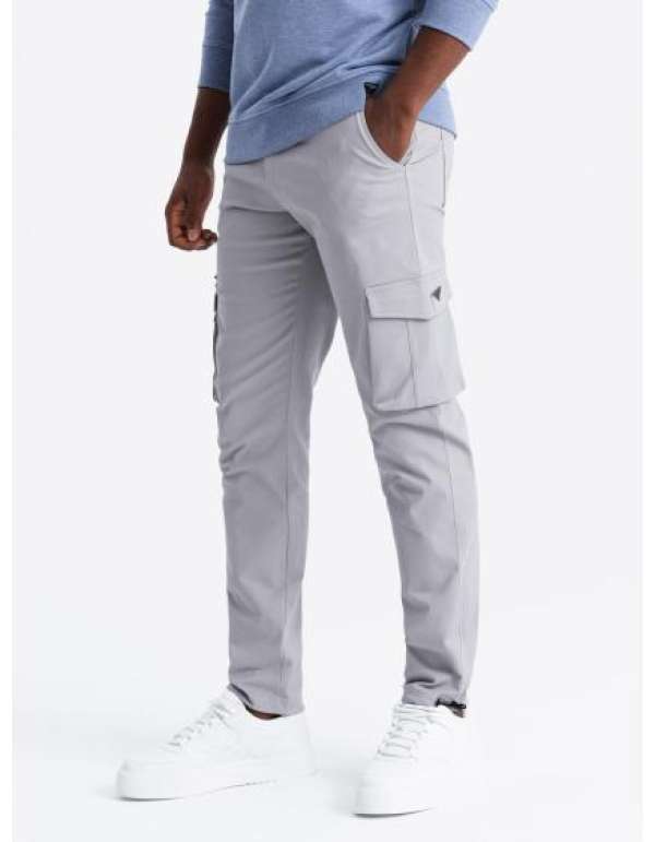 Férfi STRAIGHT LEG nadrág háromszögletű tűs zsebbel szürke