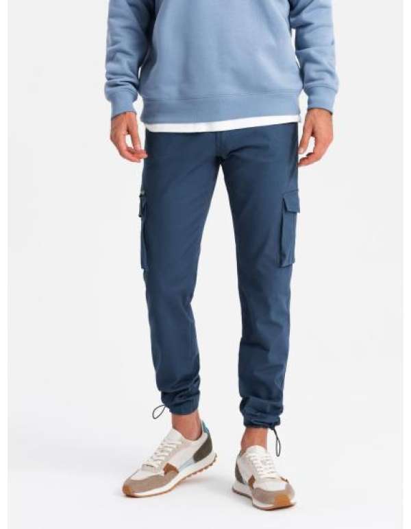 Férfi STRAIGHT LEG nadrág háromszög alakú szegecselt zsebbel sötétkék