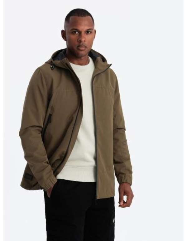 Férfi átmeneti kabát kapucnival barna