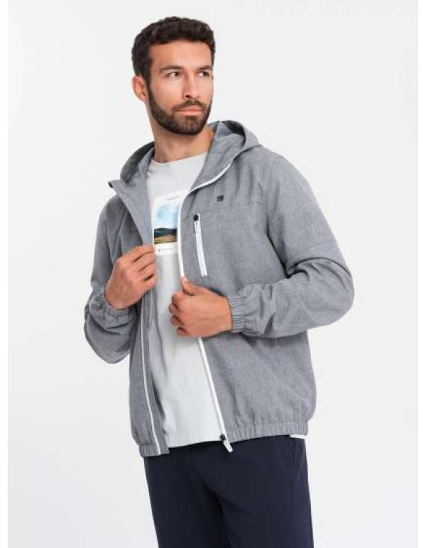 Férfi könnyű sportdzseki fleece béléssel szürke