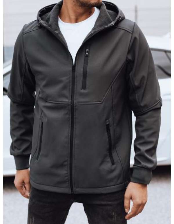 Férfi átmeneti softshell dzseki kapucnival LOTA sötétszürke