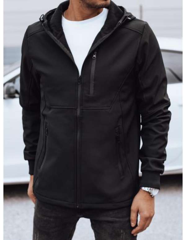 Férfi átmeneti softshell dzseki kapucnival fekete