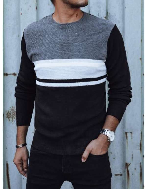 Férfi szürke és fekete pulóver