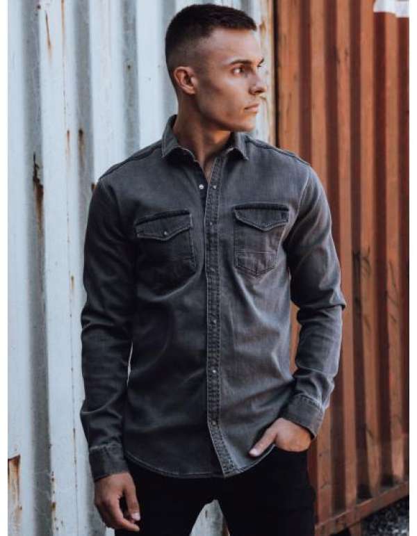 Férfi farmer ing sötétszürke