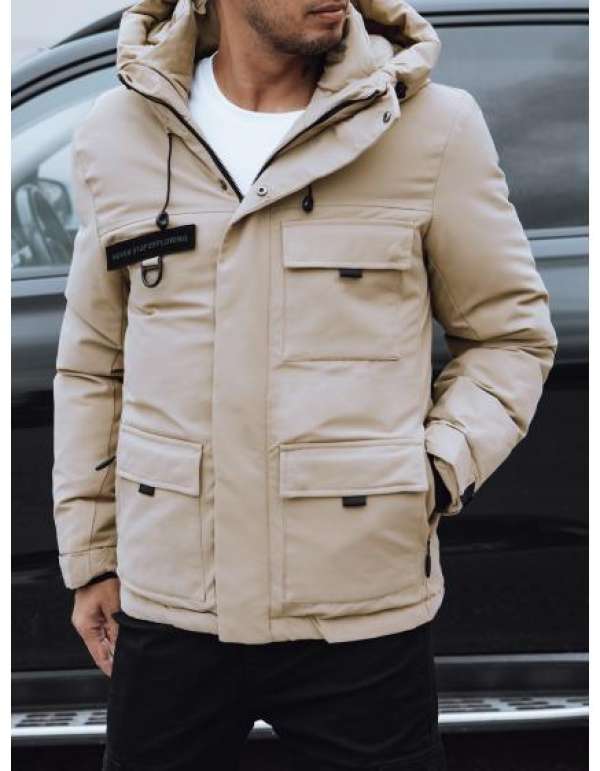 Férfi téli kapucnis kabát bézs