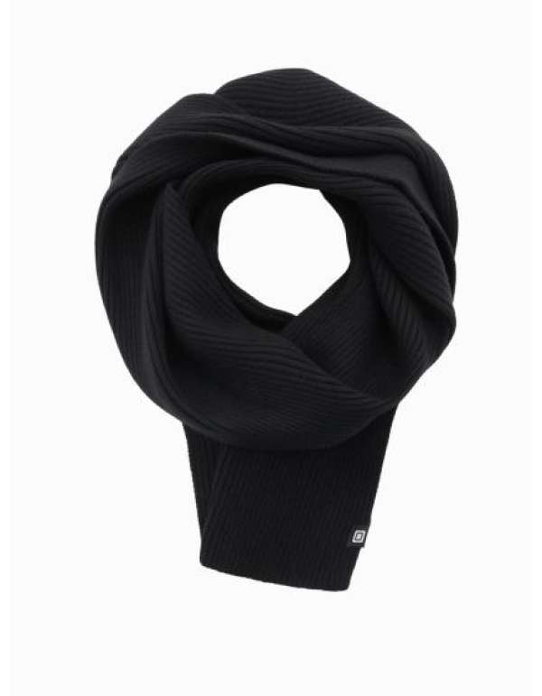 Férfi egyszínű bordázott kötött sál - fekete