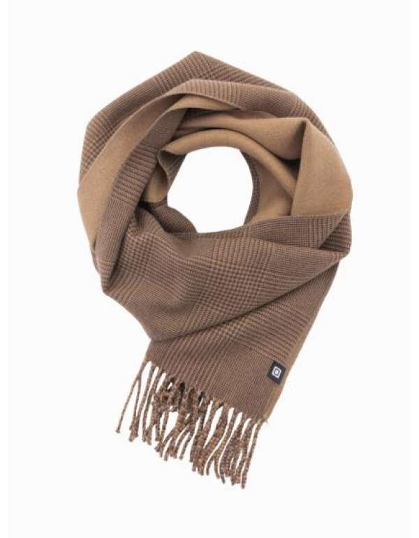 Férfi egyszínű bordázott sál - világosbarna